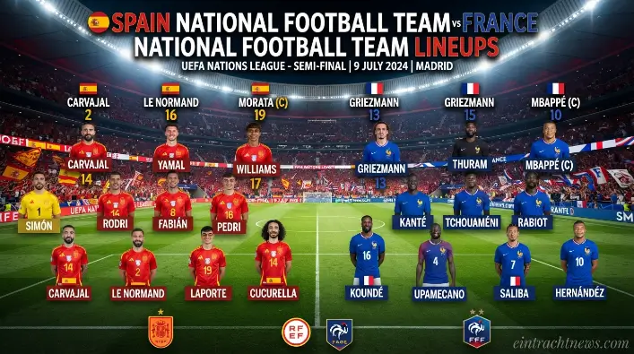 Spain National Football Team vs France National Football Team Lineups Spain National Football Team vs France National Football Team Lineups